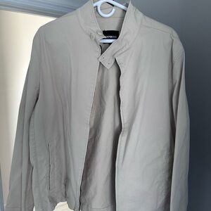 Express Men's Light Taupe Stand-Collar Shirt Jacket